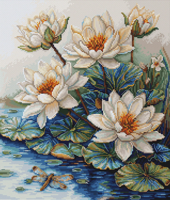 Lake With Water Lilies B7039L Counted Cross-Stitch Kit