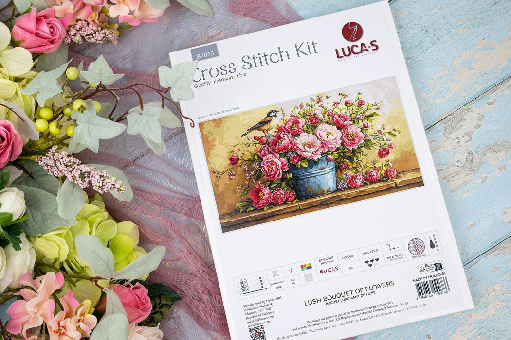 Lush Bouquet of Flowers B7055L Counted Cross-Stitch Kit