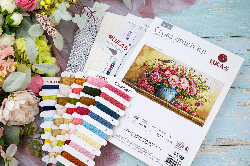 Lush Bouquet of Flowers B7055L Counted Cross-Stitch Kit