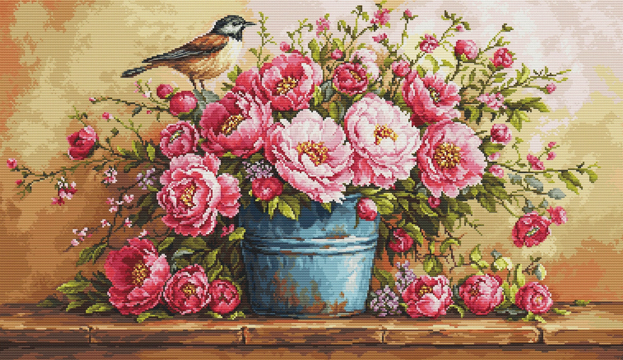 Lush Bouquet of Flowers B7055L Counted Cross-Stitch Kit