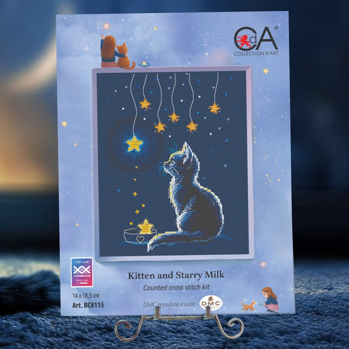 Kitten and Starry Milk BC8115 Counted Cross Stitch Kit