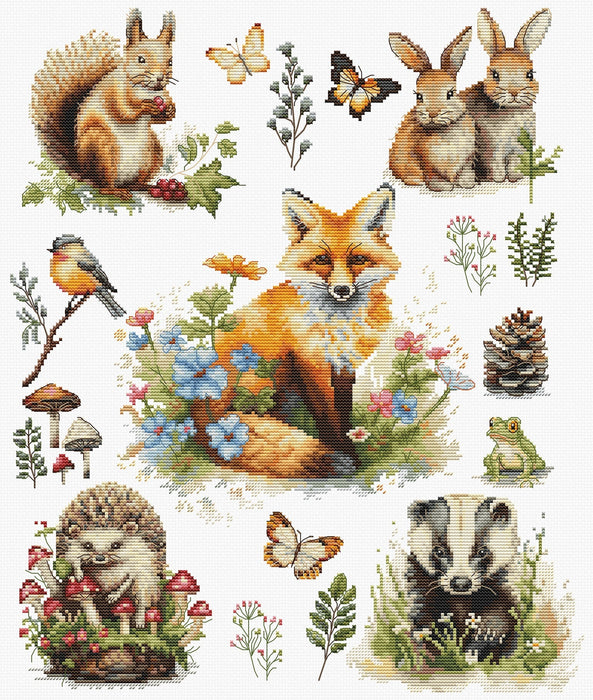 Forest Animals BU5057L Counted Cross-Stitch Kit