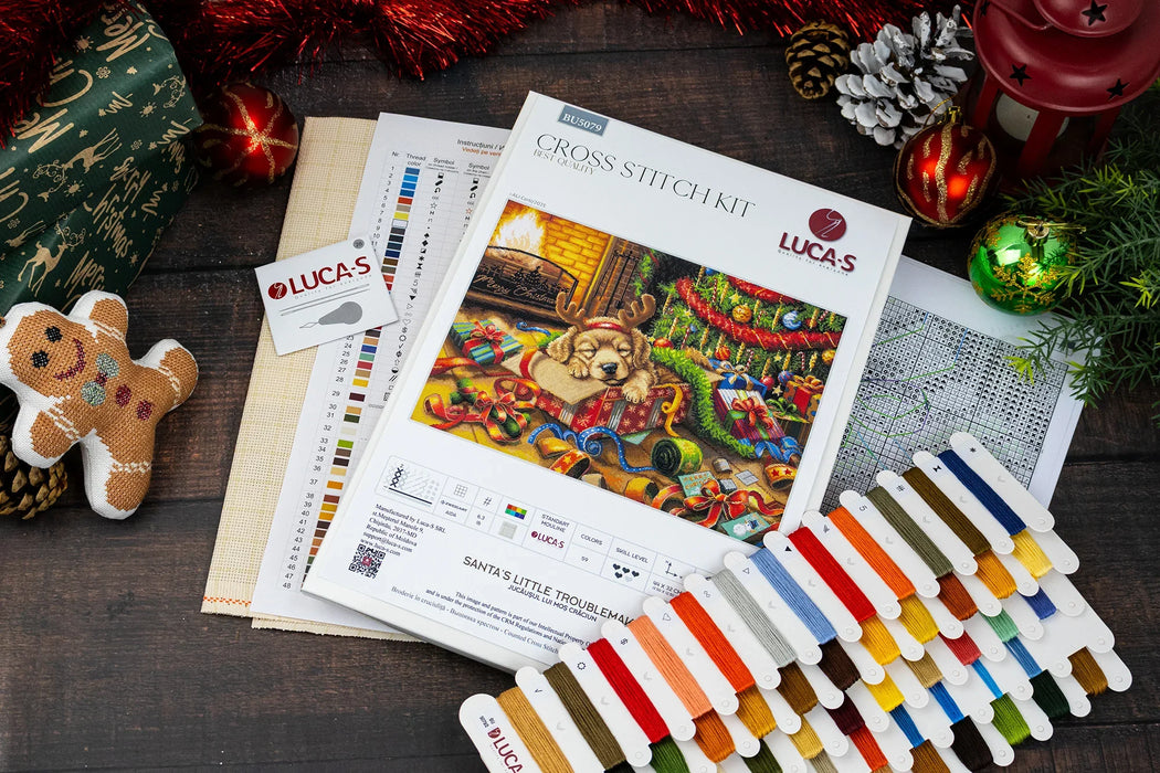 Santa's Little Troublemaker BU5079L Counted Cross-Stitch Kit