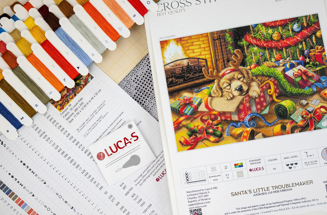 Santa's Little Troublemaker BU5079L Counted Cross-Stitch Kit