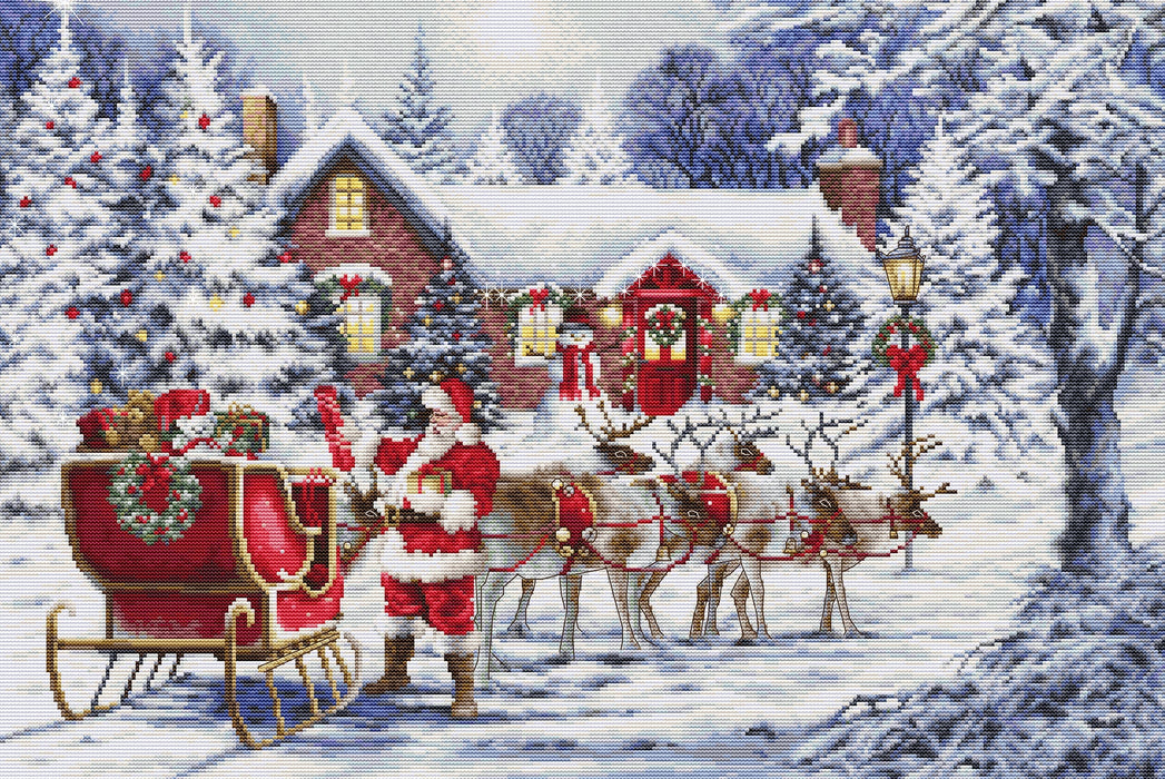 Santa's Visit BU5084L Counted Cross-Stitch Kit