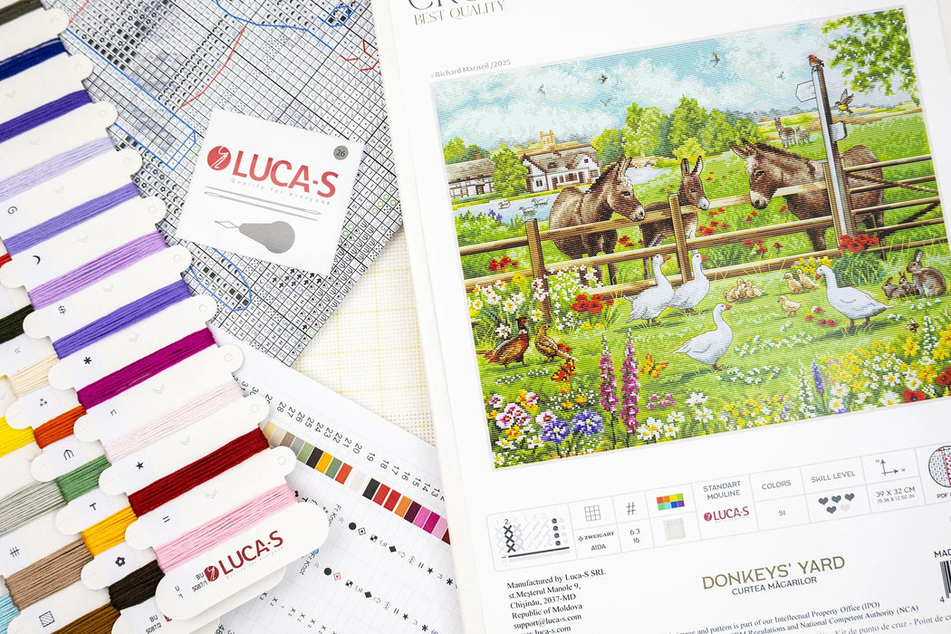 Donkeys' Yard BU5087L Counted Cross-Stitch Kit