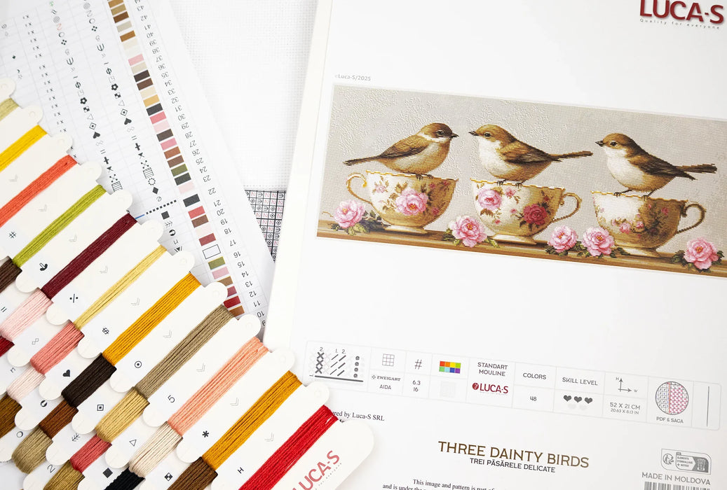 Three Dainty Birds BU5092L Counted Cross-Stitch Kit