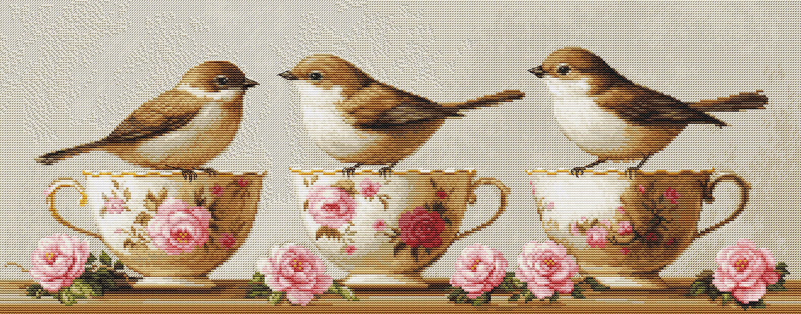 Three Dainty Birds BU5092L Counted Cross-Stitch Kit
