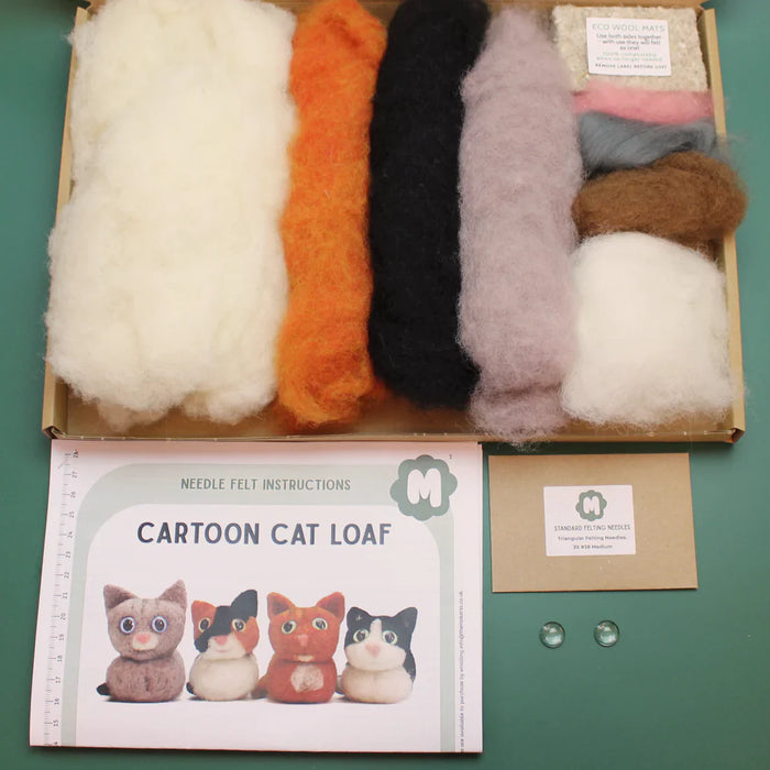 Felting Kit - Cartoon Cat Loaf Needle Felt Small CompleteKit - makes 1