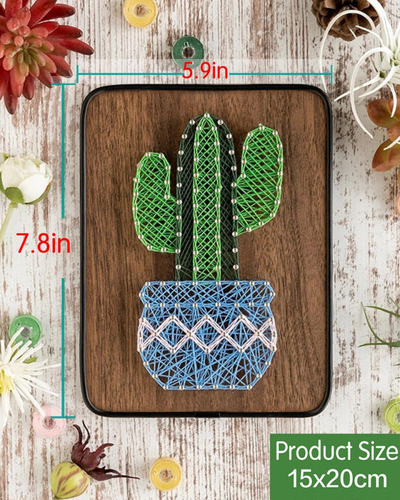 String Art DIY Kit - Potted Cactus. Wizardi Craft Kit F07-M12-3-DH5016