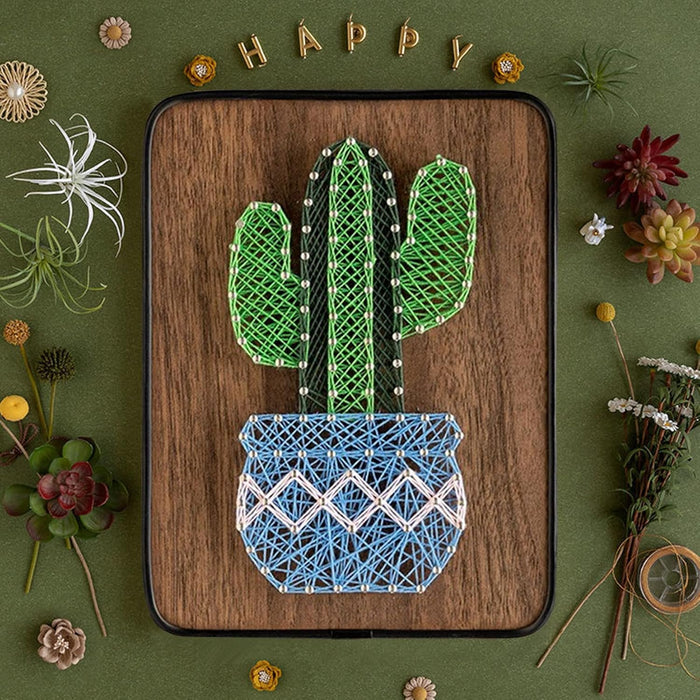 String Art DIY Kit - Potted Cactus. Wizardi Craft Kit F07-M12-3-DH5016