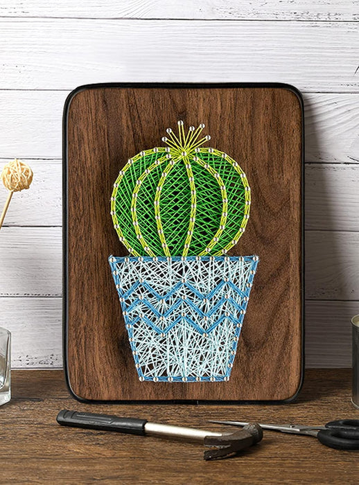 String Art DIY Kit - Potted Cactus. Wizardi Craft Kit F07-M12-3-DH9010