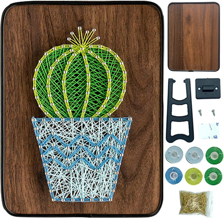 String Art DIY Kit - Potted Cactus. Wizardi Craft Kit F07-M12-3-DH9010