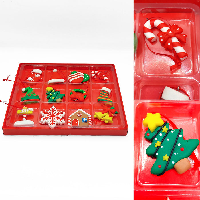 Set of 12 Small Christmas Ornaments. Wizardi Festive Decoration F07-N2-1-W2598