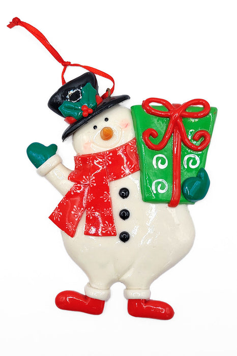 Christmas Ornament - Glossy Snowman. Wizardi Festive Decoration F07-N2-13-SEE203B