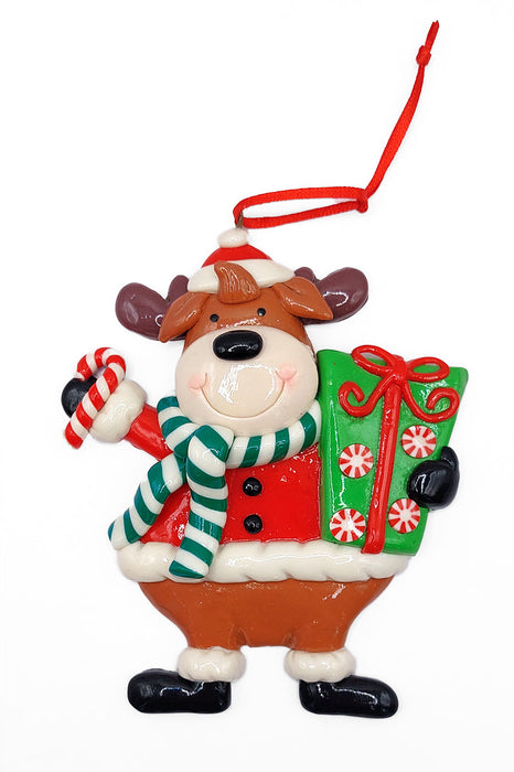 Christmas Ornament - Glossy Reindeer. Wizardi Festive Decoration F07-N2-13-SEE203C