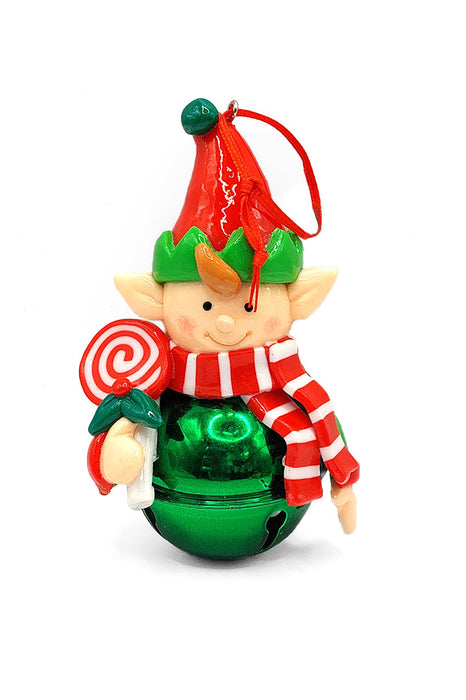 Christmas Ornament - Glossy Elf with Lollipop. Wizardi Festive Decoration F07-N2-17-E2506A