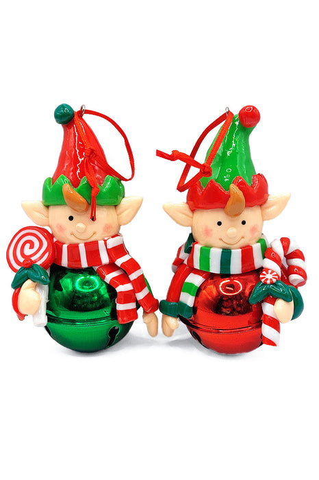 Christmas Ornament - Glossy Elf with Lollipop. Wizardi Festive Decoration F07-N2-17-E2506A