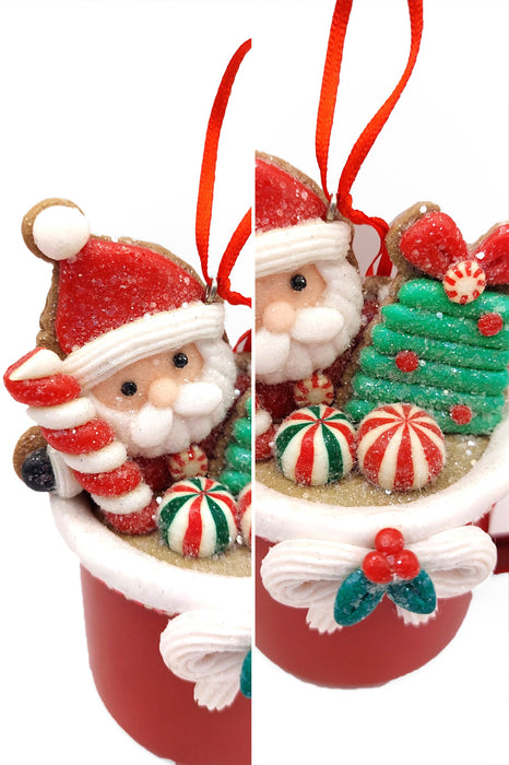 Christmas Ornament - Cup with Gingerbread Man. Wizardi Festive Decoration F07-N2-19-DAA101A