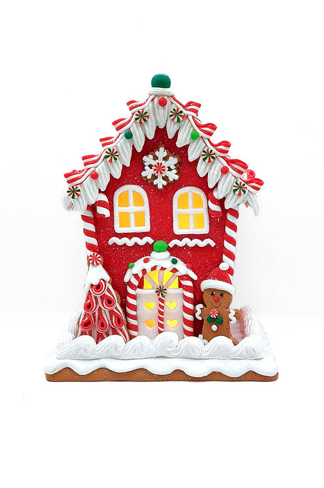 Christmas Gingerbread Snowy House with Gingerbread Man. Wizardi Festive Decoration F07-N2-22-A2561