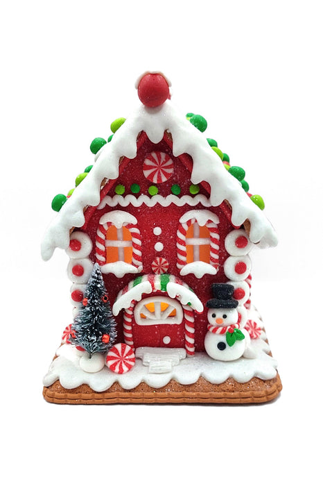 Christmas Gingerbread House with Snowman. Wizardi Festive Decoration F07-N2-23-AAA008B
