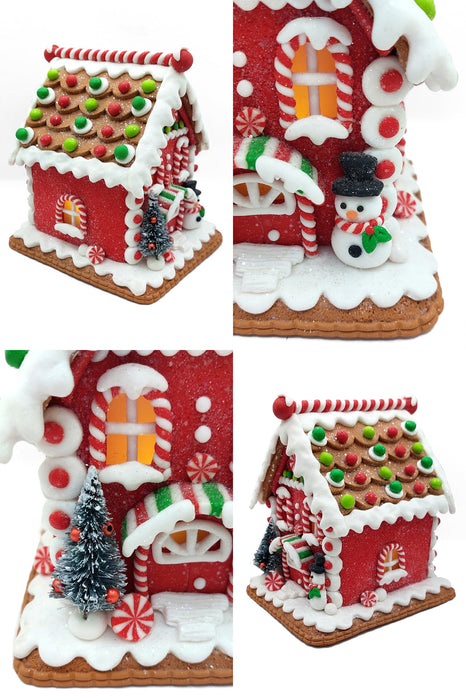 Christmas Gingerbread House with Snowman. Wizardi Festive Decoration F07-N2-23-AAA008B