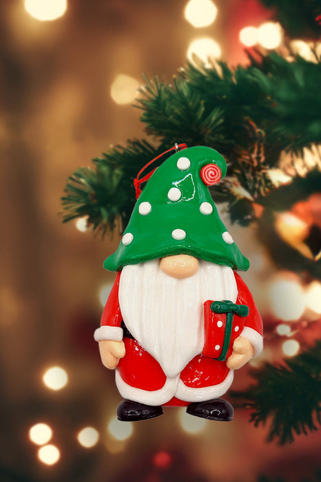 Christmas Ornament Glossy Santa with Gift. Wizardi Festive Decoration F07-N2-7-E2511C
