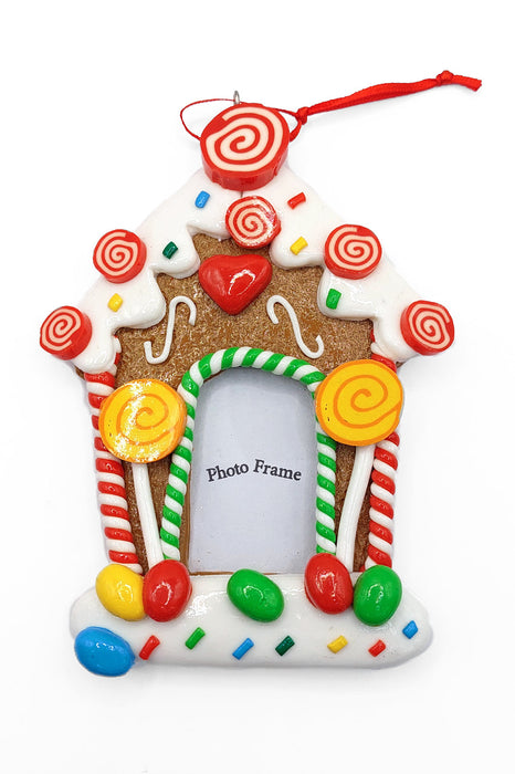 Christmas Ornament - Glossy Gingerbread House Frame. Wizardi Festive Decoration F07-N2-8-SEE200A