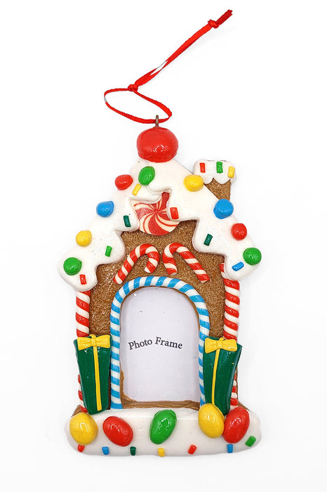 Christmas Ornament - Glossy Gingerbread House Frame. Wizardi Festive Decoration F07-N2-8-SEE200B