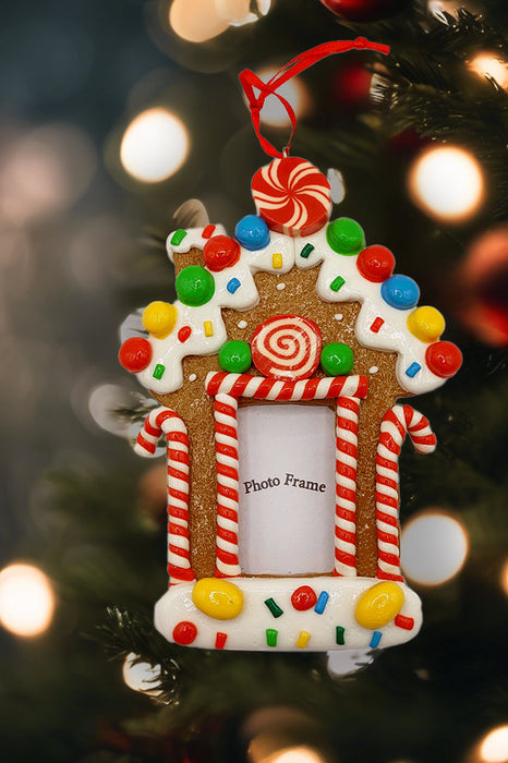 Christmas Ornament - Glossy Gingerbread House Frame. Wizardi Festive Decoration F07-N2-8-SEE200C