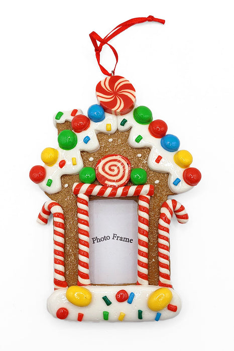 Christmas Ornament - Glossy Gingerbread House Frame. Wizardi Festive Decoration F07-N2-8-SEE200C