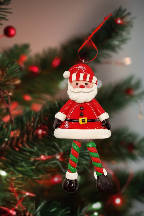 Christmas Ornament - Glossy Santa with Dangling Legs. Wizardi Festive Decoration F07-N2-9-SAA202A