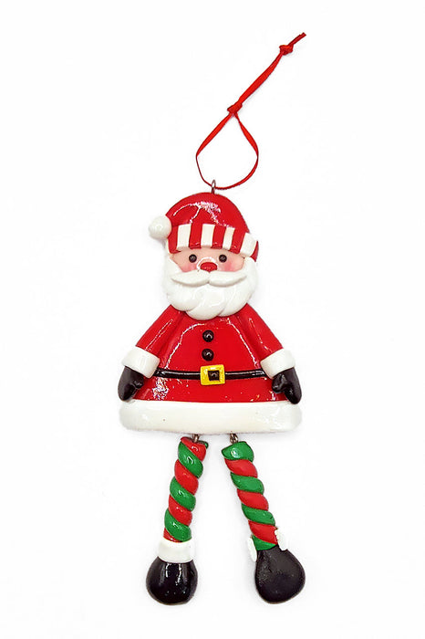 Christmas Ornament - Glossy Santa with Dangling Legs. Wizardi Festive Decoration F07-N2-9-SAA202A