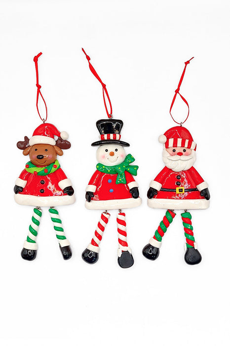 Christmas Ornament - Glossy Santa with Dangling Legs. Wizardi Festive Decoration F07-N2-9-SAA202A