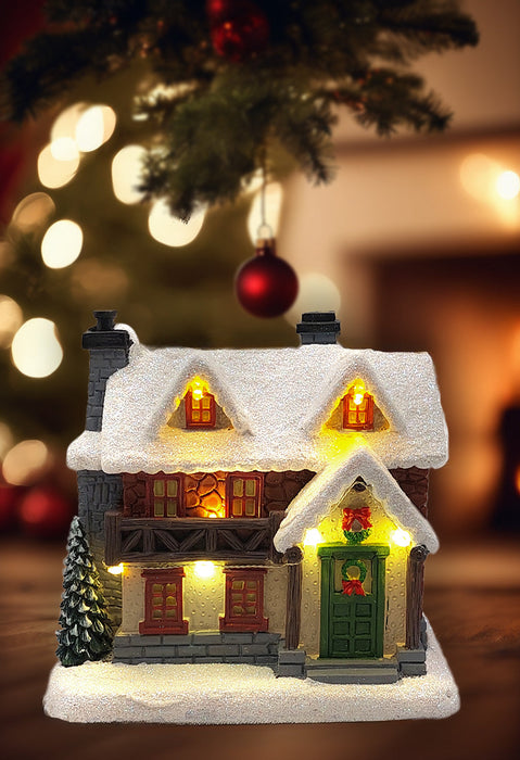 Christmas Cabin with Lights - Christmas Village Collection by Wizardi F07-N6-1B