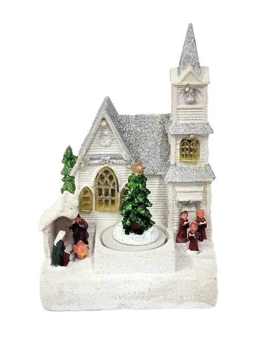 Winter Church with Christmas Tree. Christmas Village by Wizardi F07-N6-6