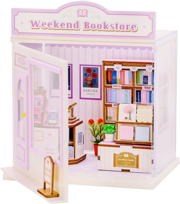 Weekend Bookstore Miniature Dollhouse Kit F07AM10-1-3-ECJW-73