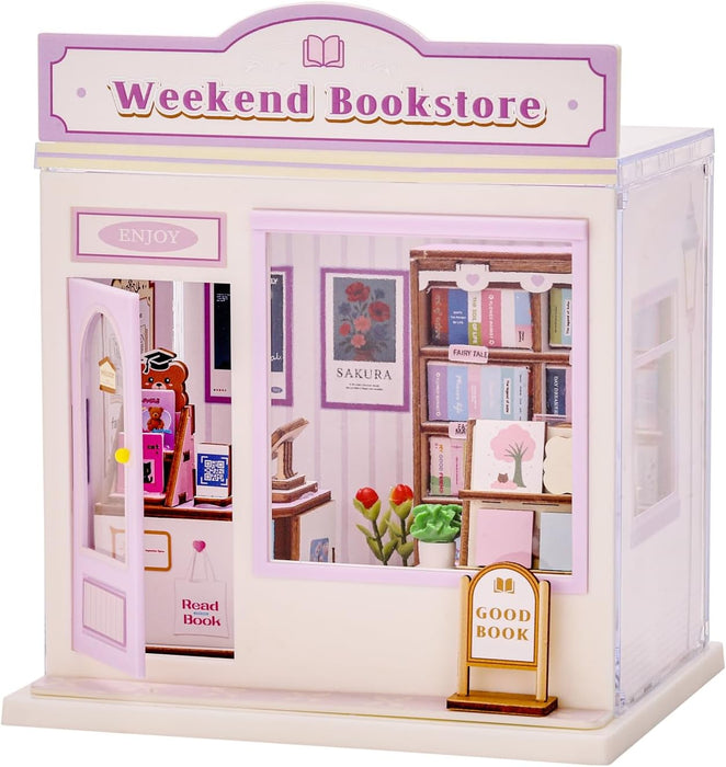 Weekend Bookstore Miniature Dollhouse Kit F07AM10-1-3-ECJW-73