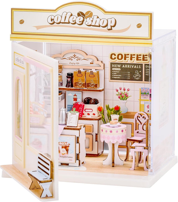 Coffee Shop Miniature Dollhouse Kit F07AM10-1-4-ECJW-74