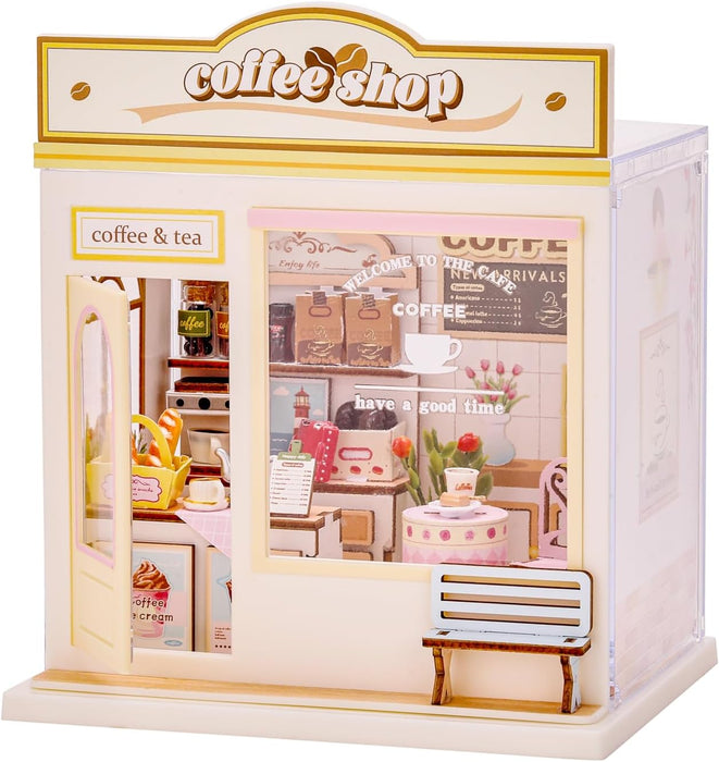 Coffee Shop Miniature Dollhouse Kit F07AM10-1-4-ECJW-74