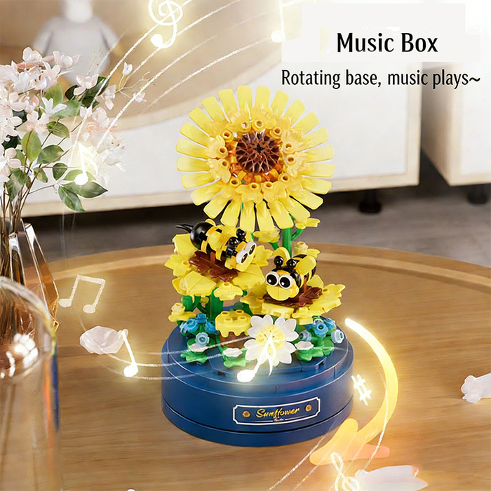Sunflower Music Box Building Blocks Kit F07AM11-10-M01-1