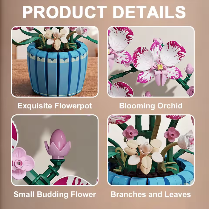 Orchid Potted Flower Building Blocks Kit F07AM11-12-T2123