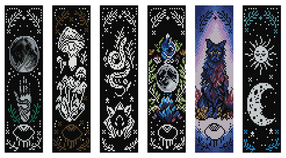Cosmic Signs Cross Stitch Bookmark Kit by Wizardi F07AM12-11-SQ009