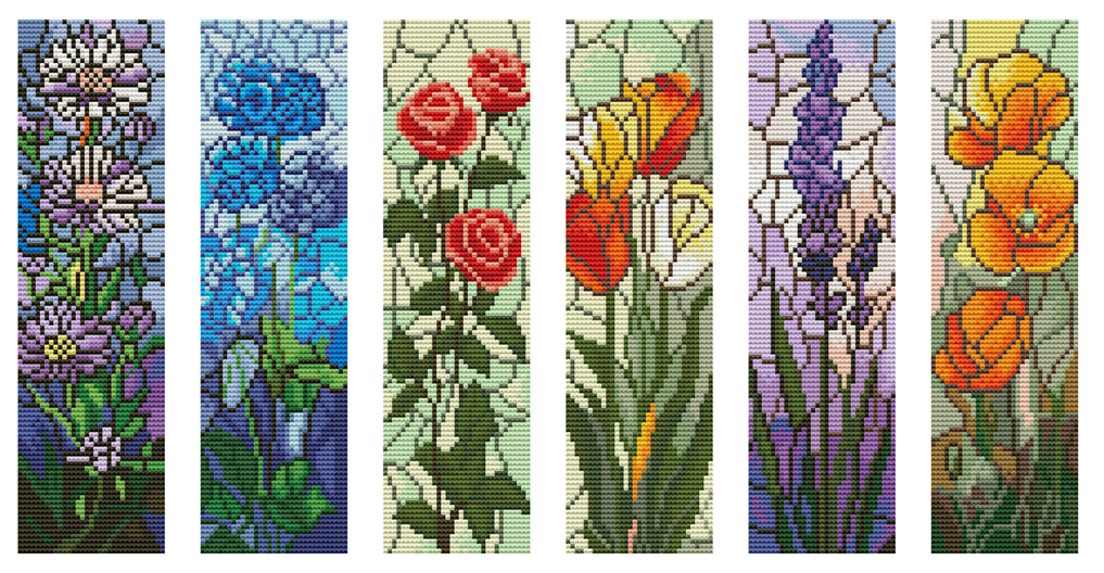 Wildflowers Cross Stitch Bookmark Kit by Wizardi F07AM12-19-SQ004