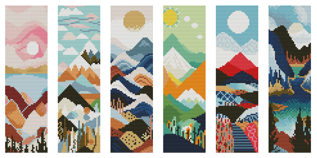 Mountain Landscape 14 Count Aida Cross Stitch Bookmark Kit by Wizardi F07AM12-20-SQ013