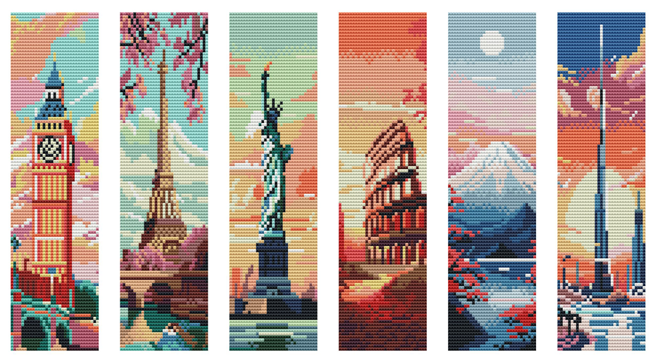 World Landmarks Cross Stitch Bookmark Kit by Wizardi F07AM12-6-SQ007