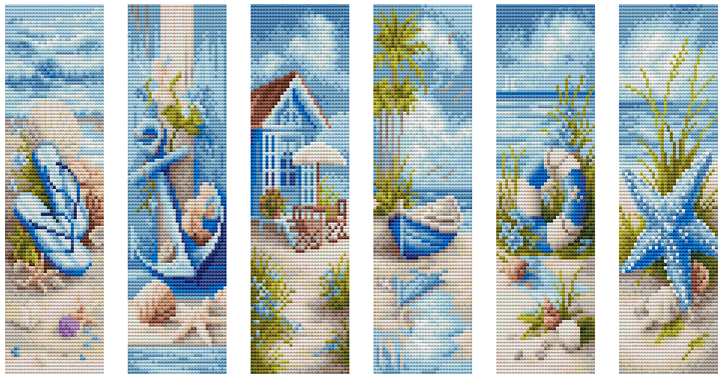 Coastal Summer Cross Stitch Bookmark Kit by Wizardi F07AM12-8-SQ021