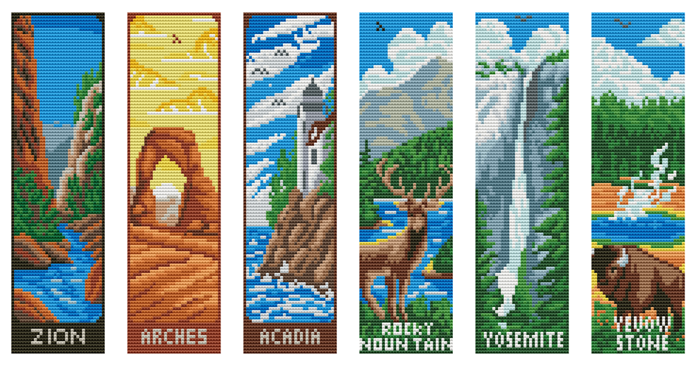 Nature Landscapes 14 Count Aida Cross Stitch Bookmark Kit by Wizardi F07AM12-9-SQ011