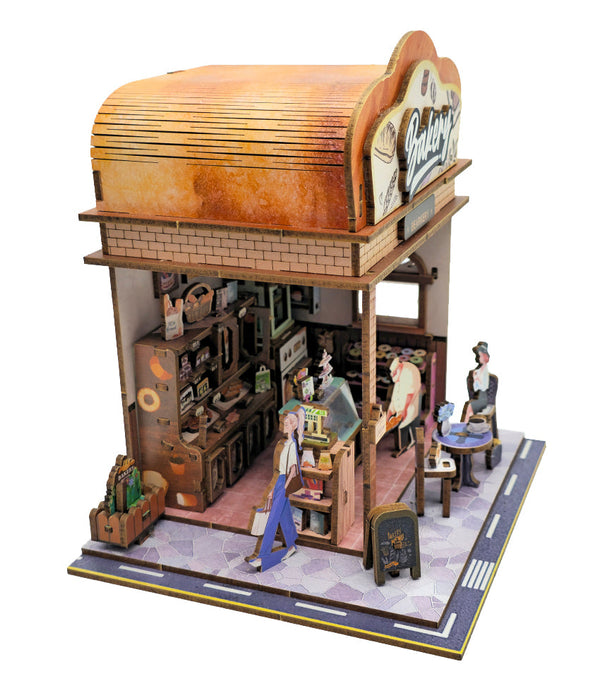Fresh Bread Bakery Wooden Miniature Dollhouse Kit F07AM15-1-68073