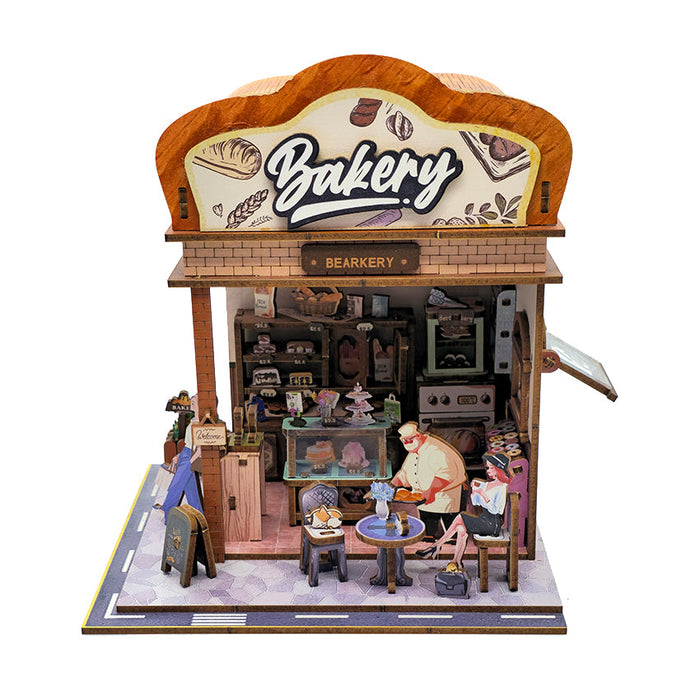 Fresh Bread Bakery Wooden Miniature Dollhouse Kit F07AM15-1-68073
